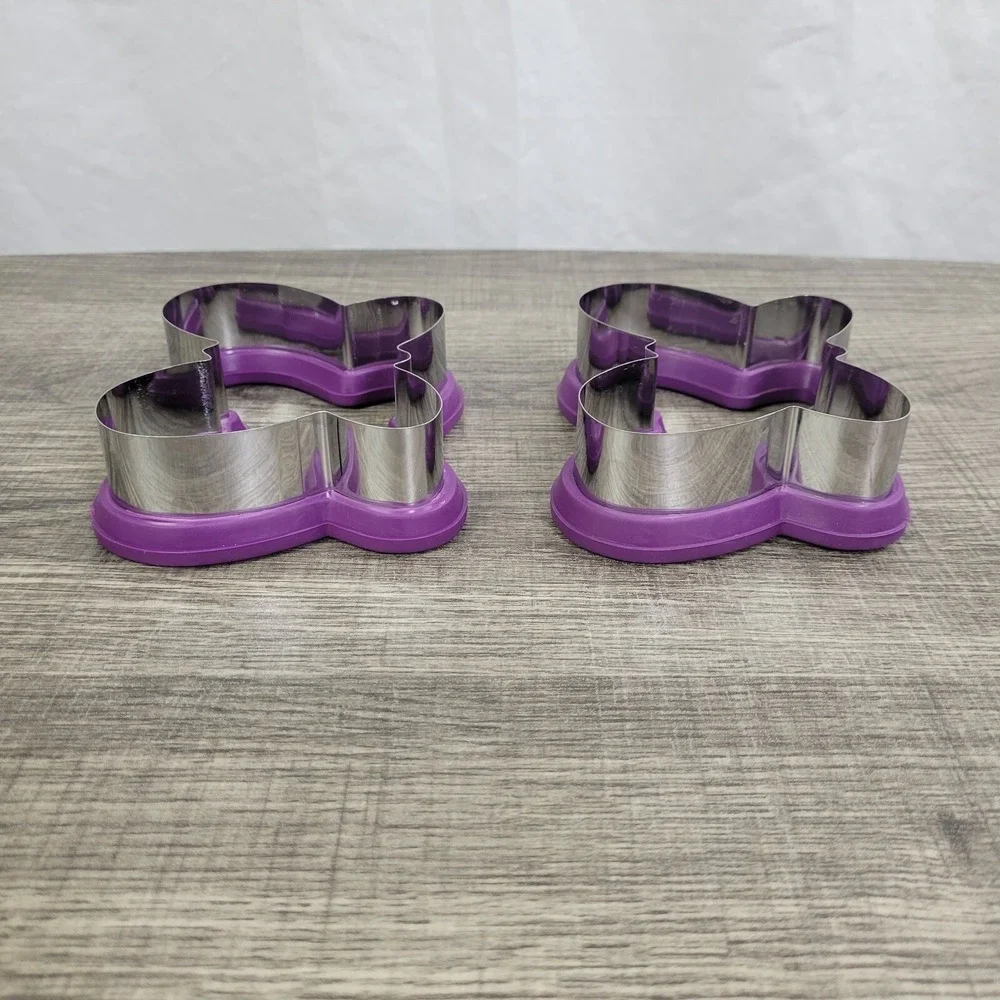 Butterfly Cookie‎ Cutters Purple Stainless Steel Set of 2 Baking Supplies
